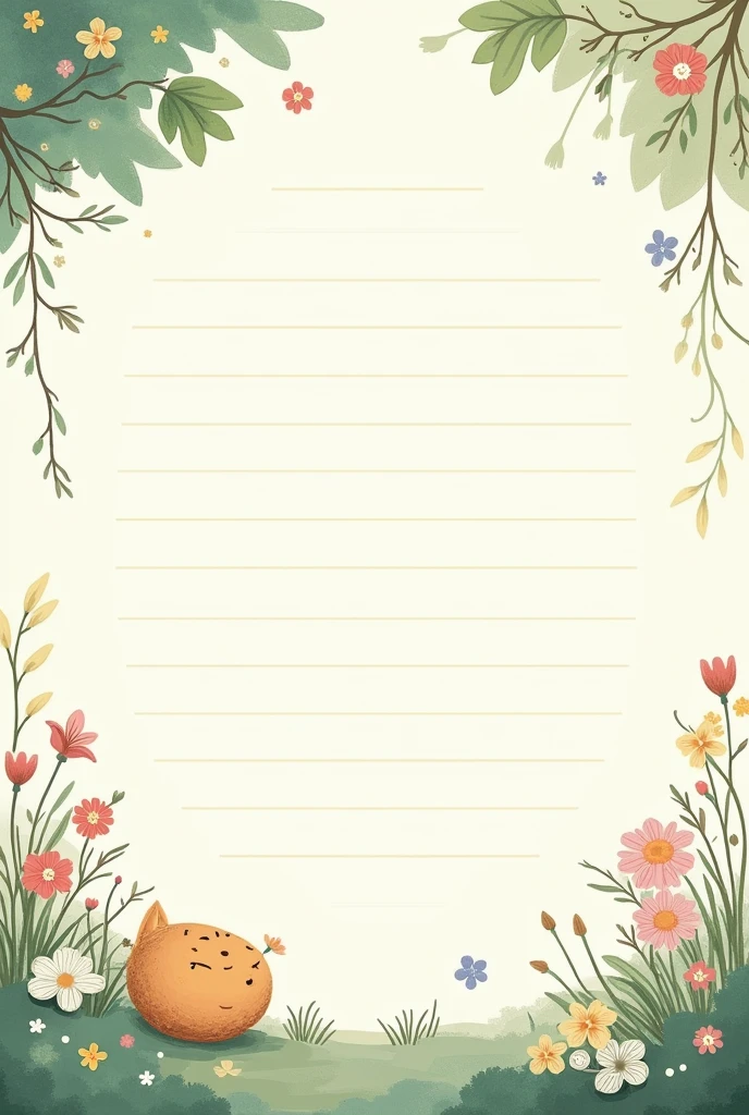 I want a template for taking notes on a tablet that is Studio Ghibli themed and includes lines. I want it to have the design in the background and for the lined part to be transparent and for it to be a normal-sized sheet of paper.