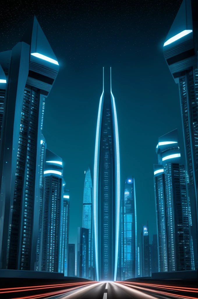 A futuristic city night well iluminated 8k beautiful image