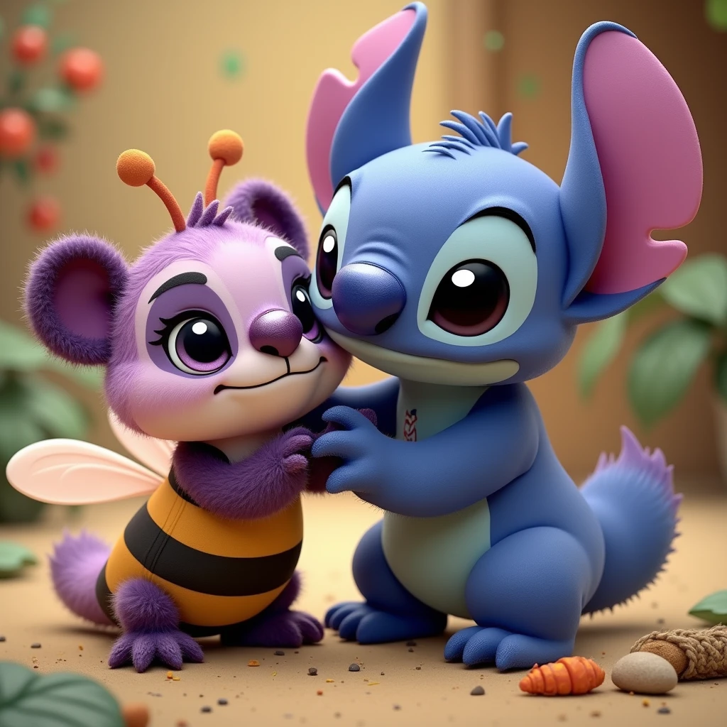 Stitch and purple Panda beeing goofy