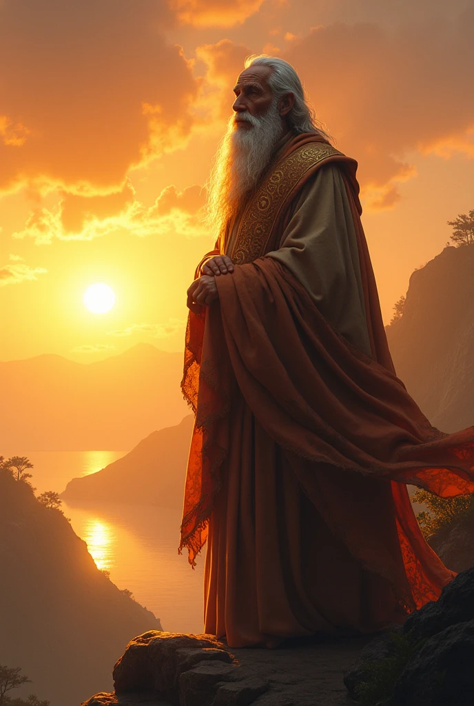 Man prophet in the sunset