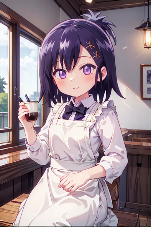 (high quality、masterpiece)、One Girl、anime、ultra hi resolution picture、Depth of written boundary、smile、cute、View your viewers、Coffee shop、whole body、Vignette Tukinose April、Maid clothes