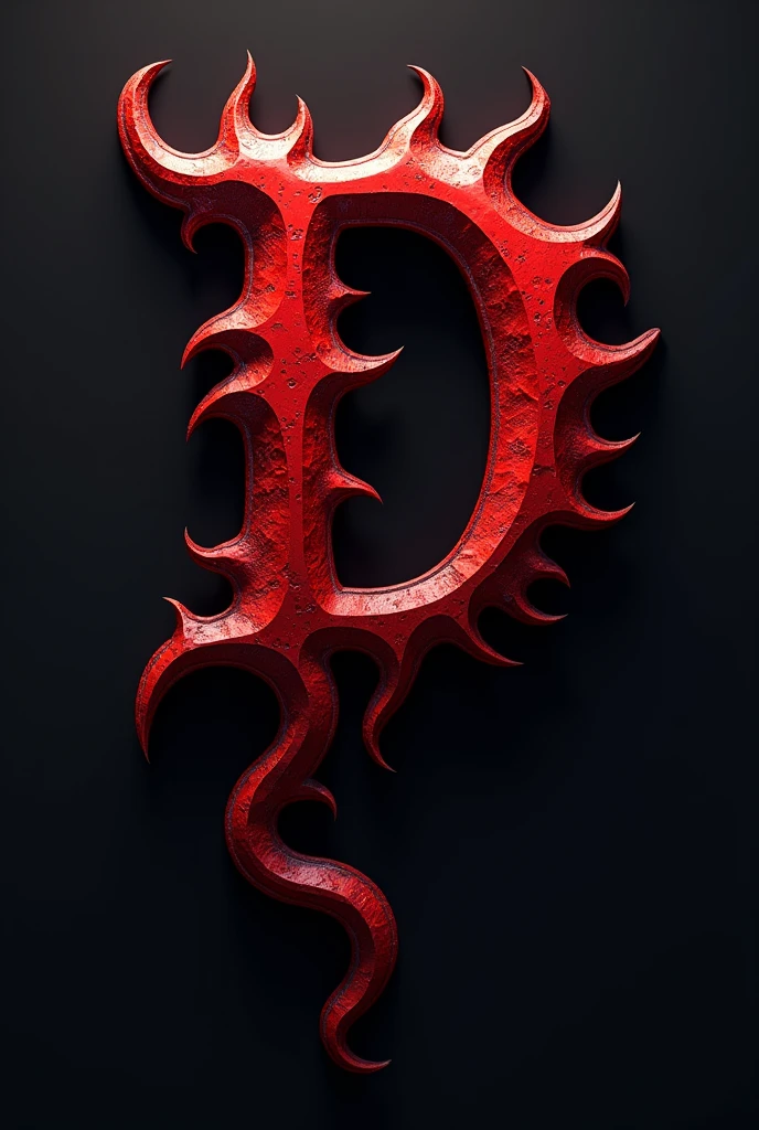 (logo design) evil logo, a striking red letter D, adorned with sharp, menacing demon horns, and a sinuous tail extending from the base, dynamic and bold, emphasizing a dark theme, glossy finish, intricate details, high-resolution, creating an impression of malevolence and power, suitable for a gaming or dark fantasy brand.