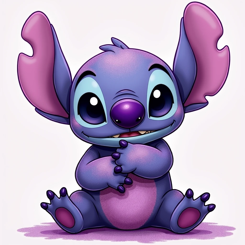 Cutest Purple glitter panda hugging stitch 