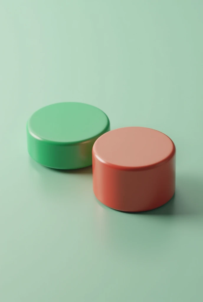 Green button and a red button to press on a table