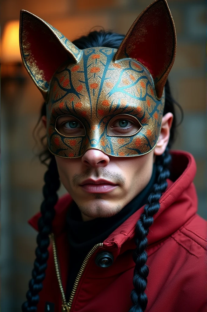 Carnival mask with cat ears for men