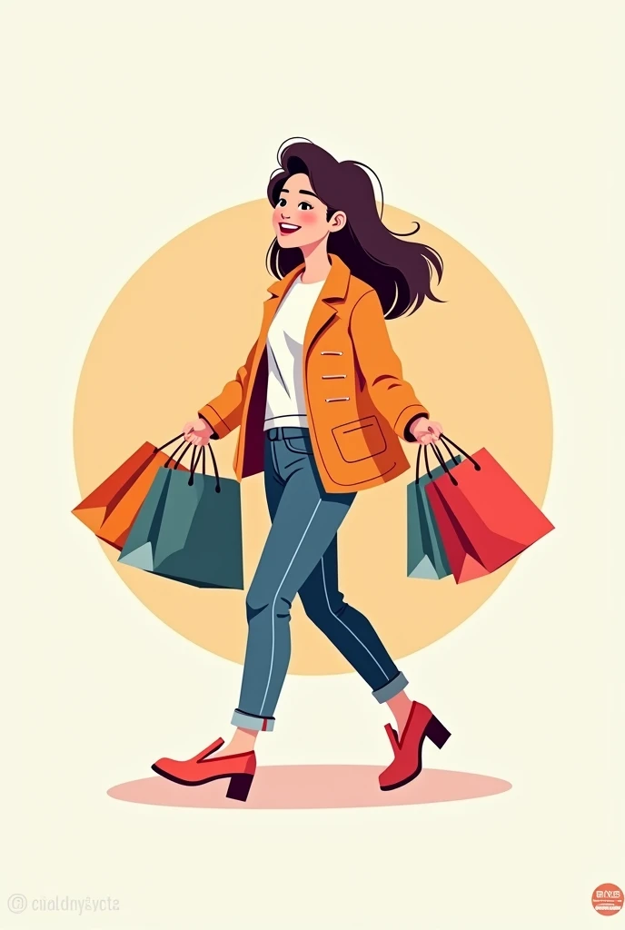 A logo with the name China Store Py where a girl appears with shopping bags