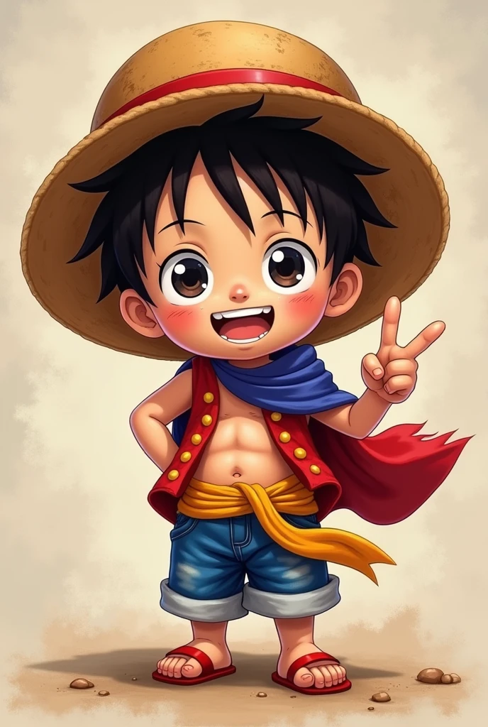Baby Luffy  Wearing Philippine Flag and with a Peace Sign 
