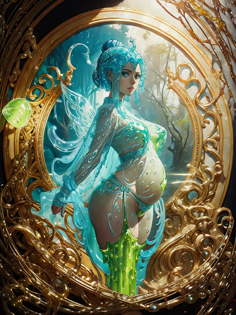 , BREAK, ((transparent slime material:1.4) slime bikini:1.2),Wings that shine white and majestic、Raped by a glowing snake、gold chain wrapped around body、phoenix goddess、beautiful wings、beautiful tail feathers、nude、beauty of japan、Chinese Goddess、incarnation of the swan、big belly、pregnant woman、egg to be fertilized、beautiful hindu god vinayak、fantasy characture portrait, surreal, intricate details, Artifacts of the fifth element, peter morbach(peter mohrbacher)RAW very detailed, Hisayama Zhao, Wayne Barlowe, dug a valley, Aaron Hokey, by gaston bussiere, Craig Mullins Alphonse Mucha,