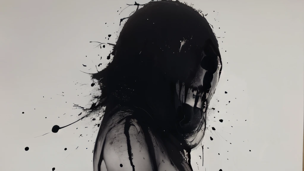bs, solo, simple background, monochrome, upper body, greyscale, bodysuit, black background, 1other, monster, arms at sides, horror (theme), alien, mutant