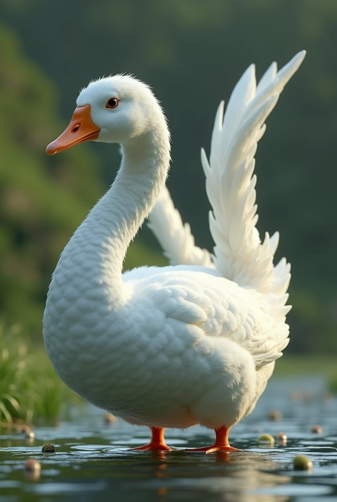 A goose shaped like the letter N