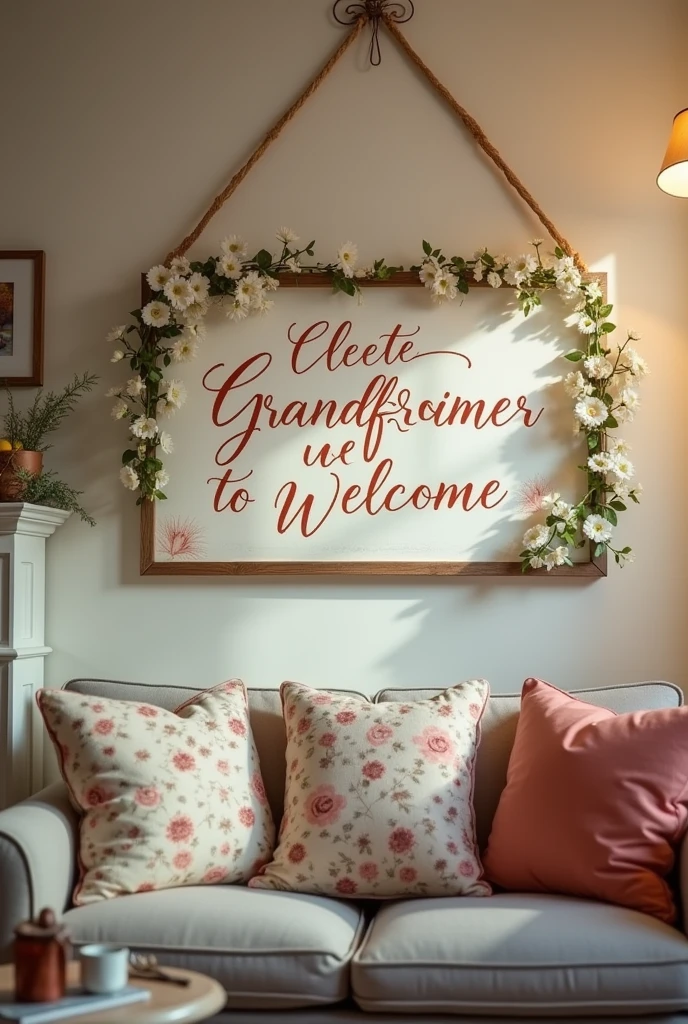 Make a sign that says welcome grandma