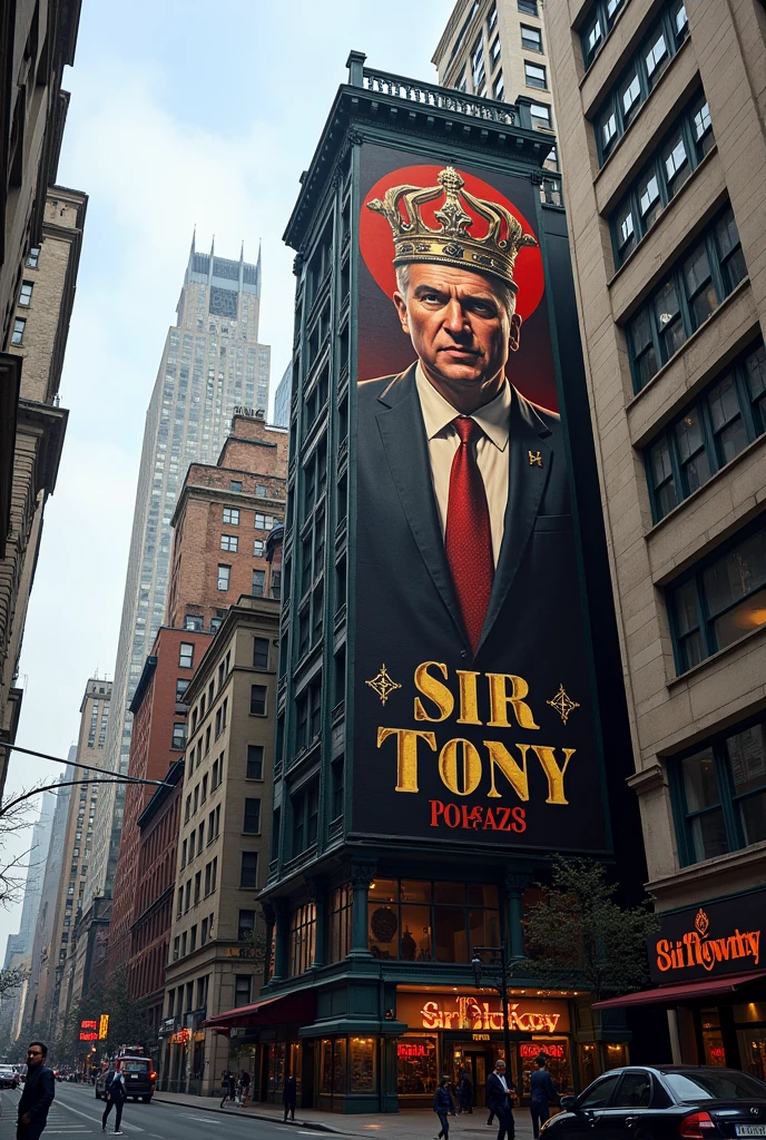 Posters on buildings that say "SirTony"