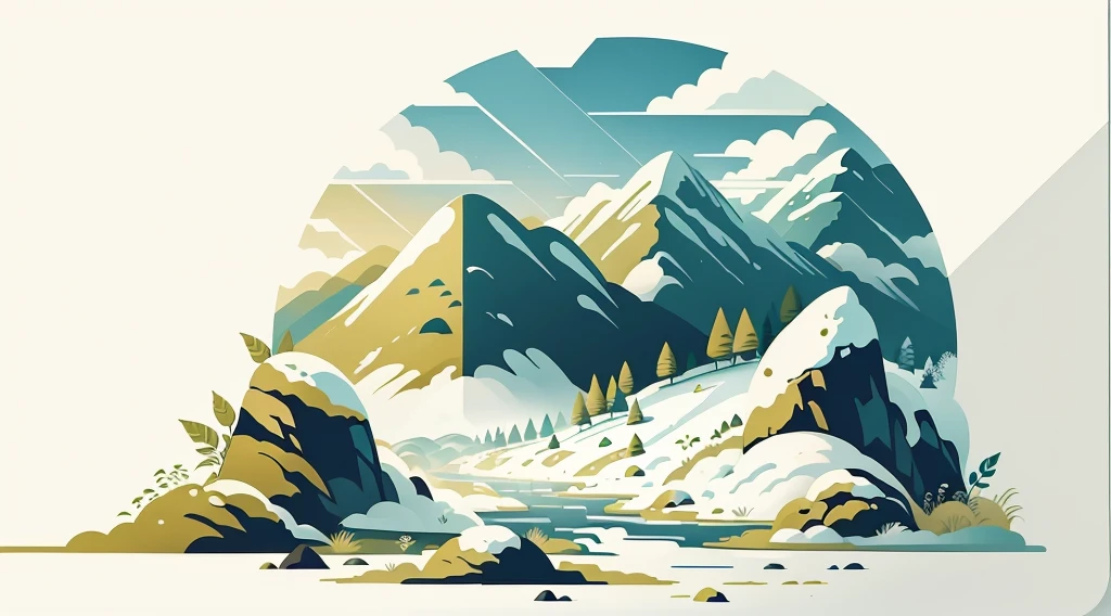 spring scenery!Mobile wallpaper illustration,Nature views, Minimalist illustration, Line illustration, Colorful