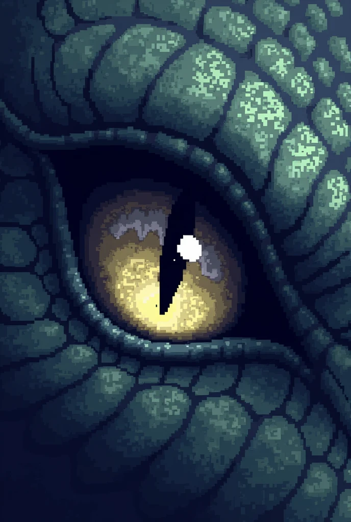 Create a 32 by 32 pixel pixel art of a dragon eye 