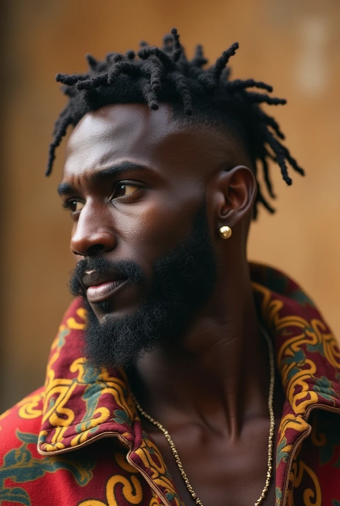 badass african ganster wear hearring and with thousand men behind him