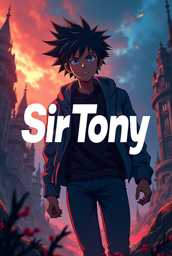 Banner for YouTube that says "SirTony" with anime in the background