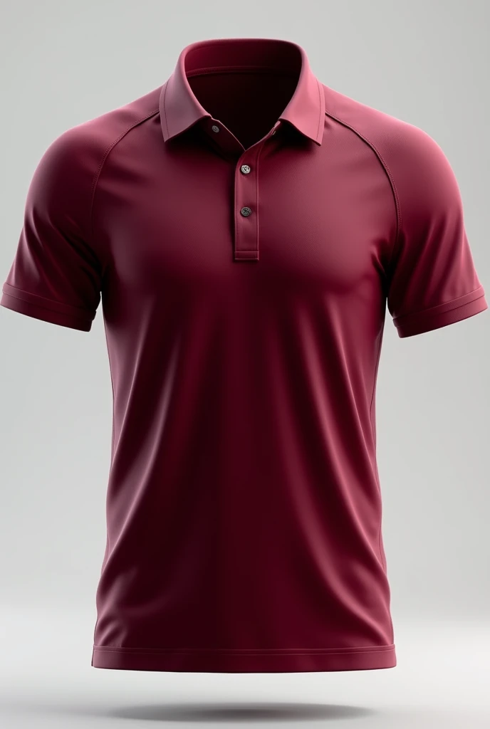 Create a volleyball polo shirt that is maroon red and does not have a shirt-cut collar. 