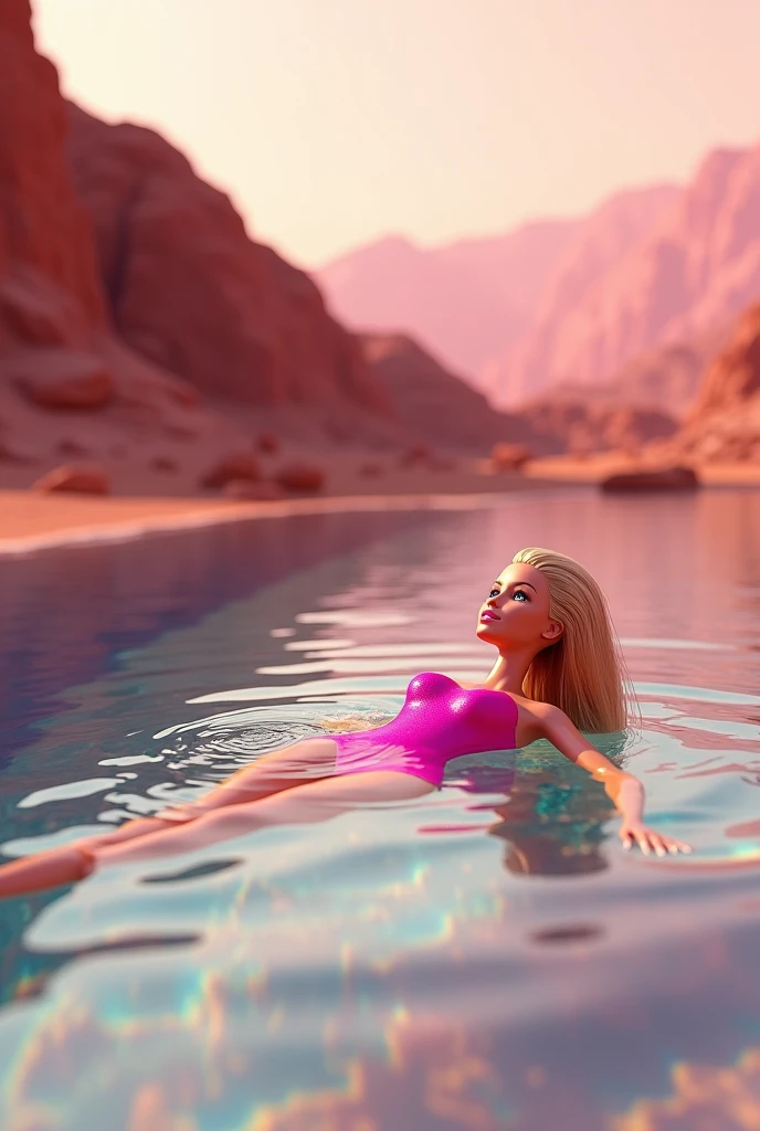 Barbie swimming on the planet Mars