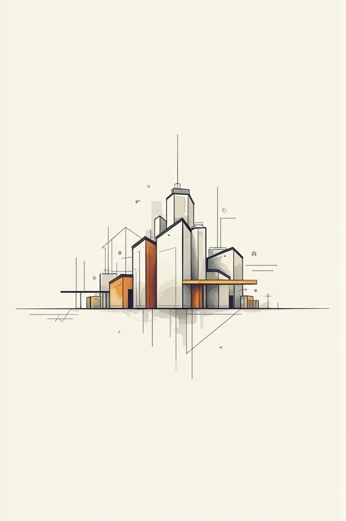 Create a logo for an architecture firm with neutral colors and very thin lines like a drawing with a concept with buildings and houses, showing what architecture is.