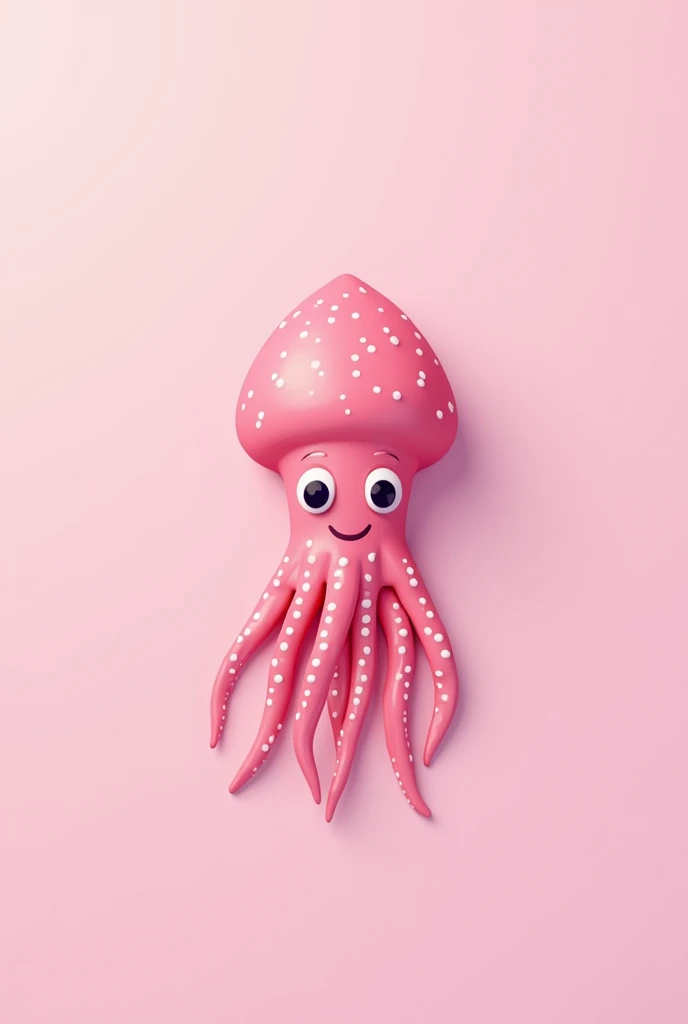 a cute pink squid with a light pink background