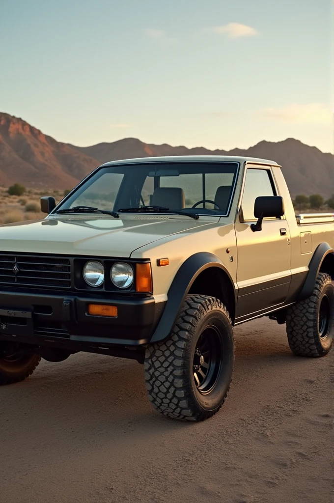 Image of a 1980s Mitsubishi Pantera pickup truck in beige