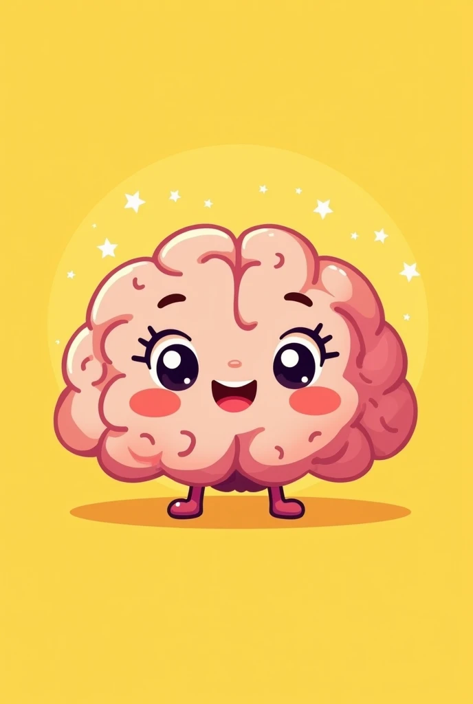 Cute brain cartoon profile picture yellow background