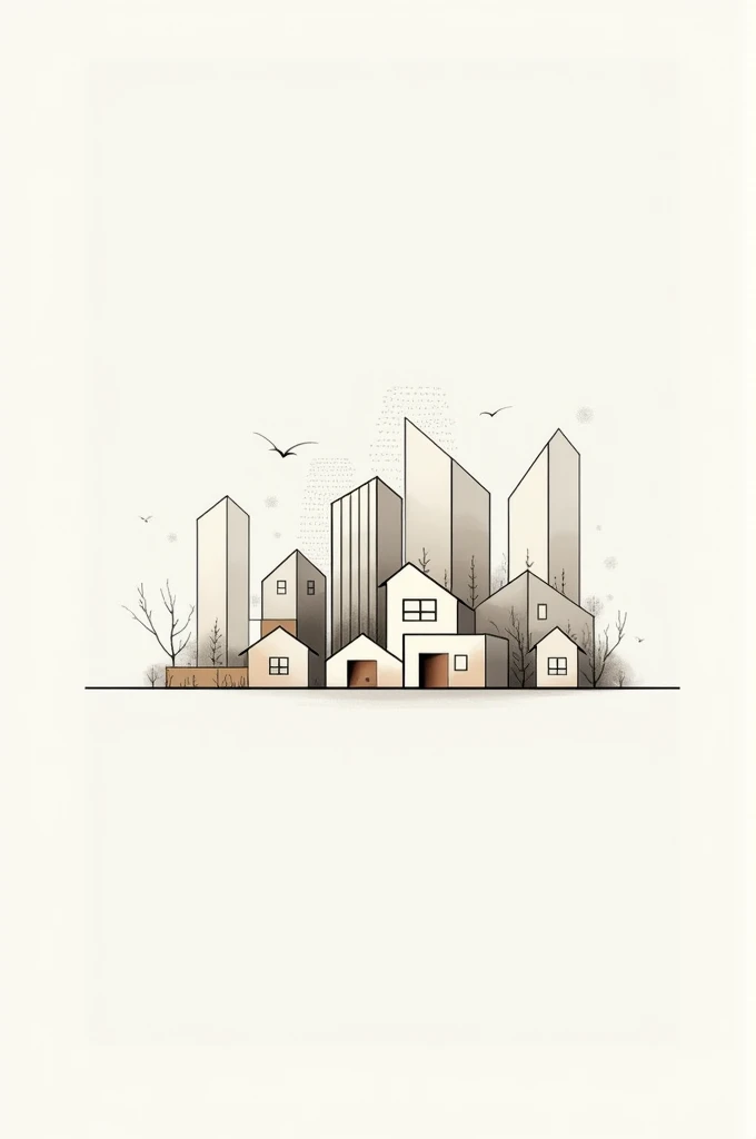 Create a logo for an architecture firm with neutral colors and very thin lines like a drawing with a concept with buildings and houses, showing what architecture is.