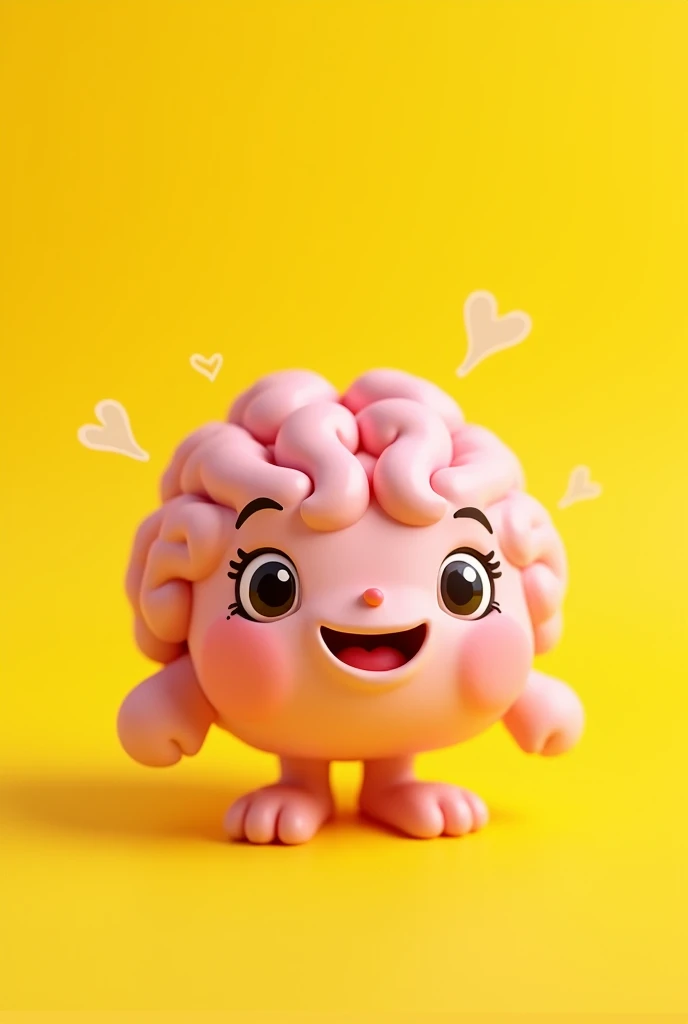 Cute brain cartoon profile picture yellow background