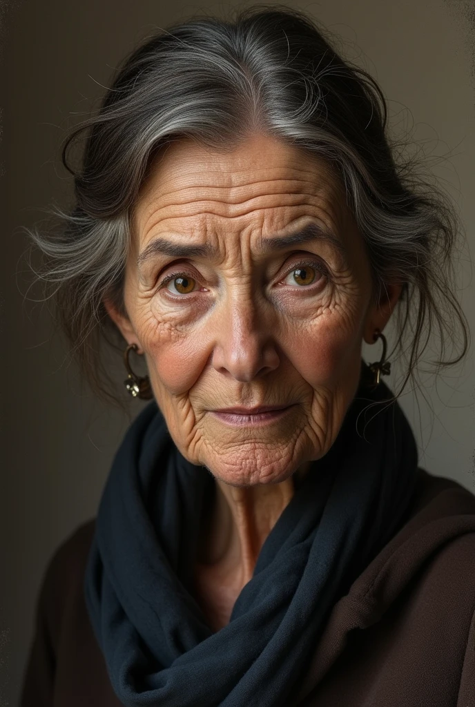 An old brunette woman