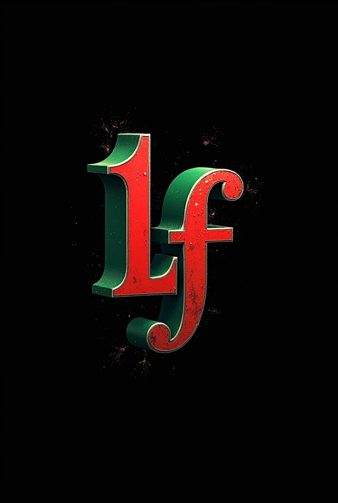 Create a logo that has the letters lf inside it, with the colors red and green, and the background is black and add an urban graffiti style

