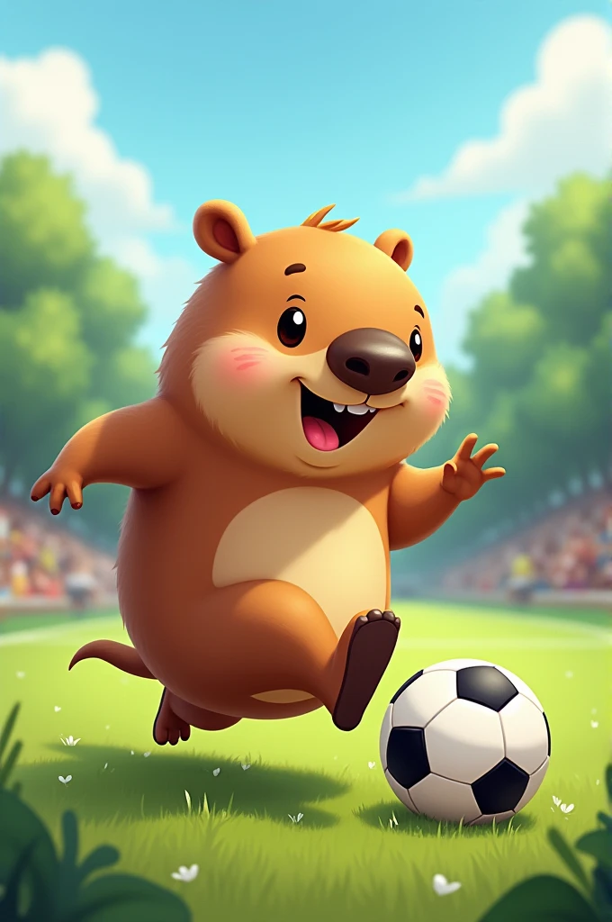 Capybara playing soccer 