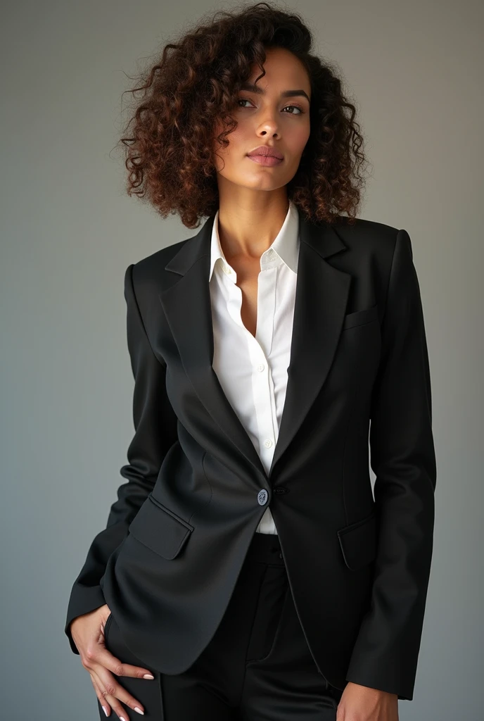 business style clothing, curly hair bob cut