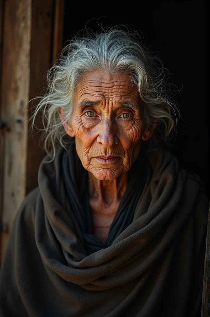 An old dark-skinned woman
