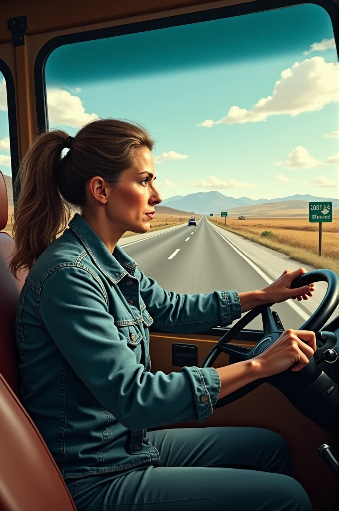 Woman driving a trailer