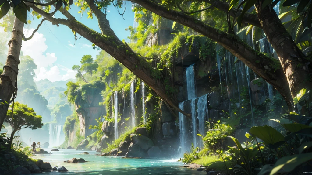 A beautiful jungle landscape image, full of lush foliage