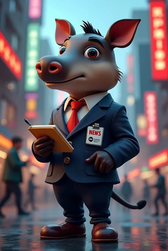 Draw a reporter tapir animal along with the name tapirs news