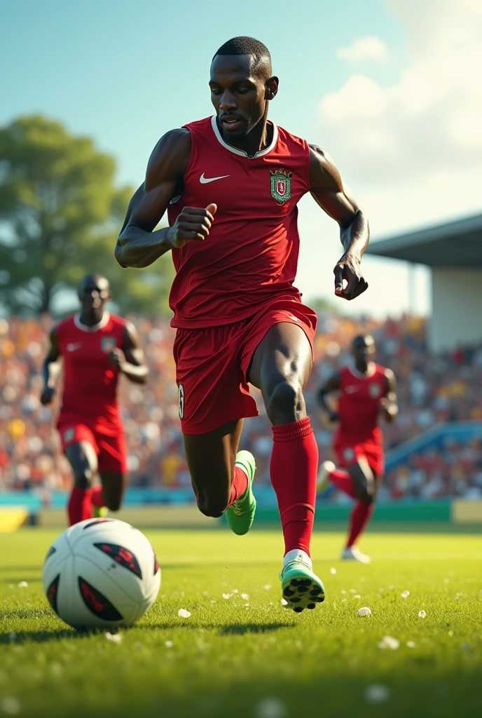 Create a picture of eliud kipchoge playing football