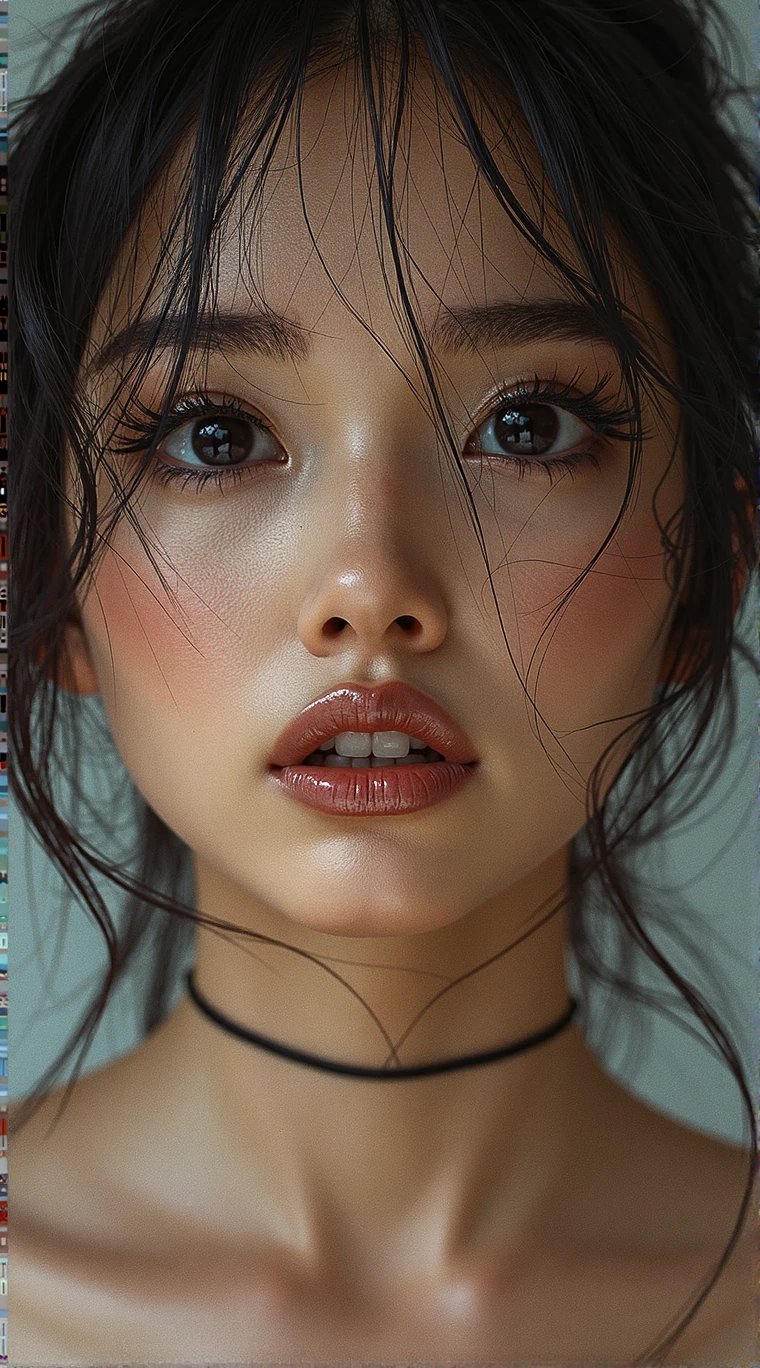 a korean woman leaning on a staircase railing, beautiful detailed eyes, beautiful detailed lips, extremely detailed face, long eyelashes, elegant dress, sunlit environment, intricate architectural details, warm natural lighting, cinematic composition, highly detailed, photorealistic, 8k, sharp focus, vibrant colors, classical portrait style