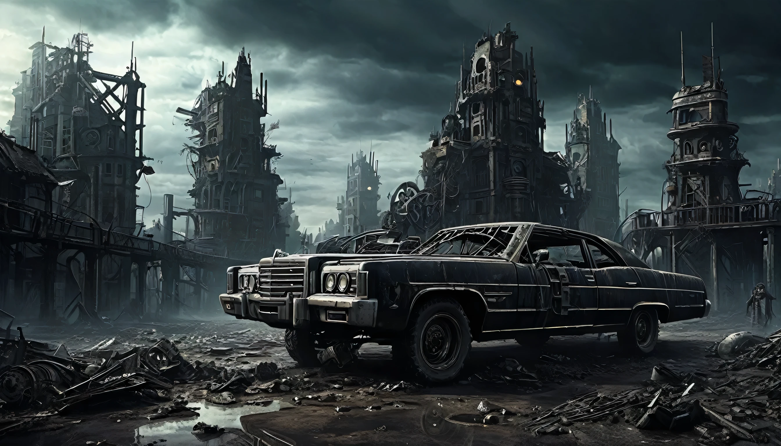 gothic surrealism dark city post apocalyptic machines