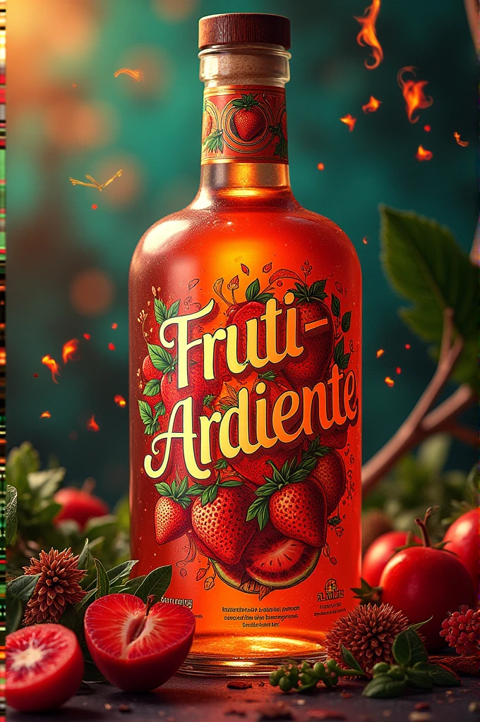 Label for alcoholic beverage that says Fruti-Ardiente
