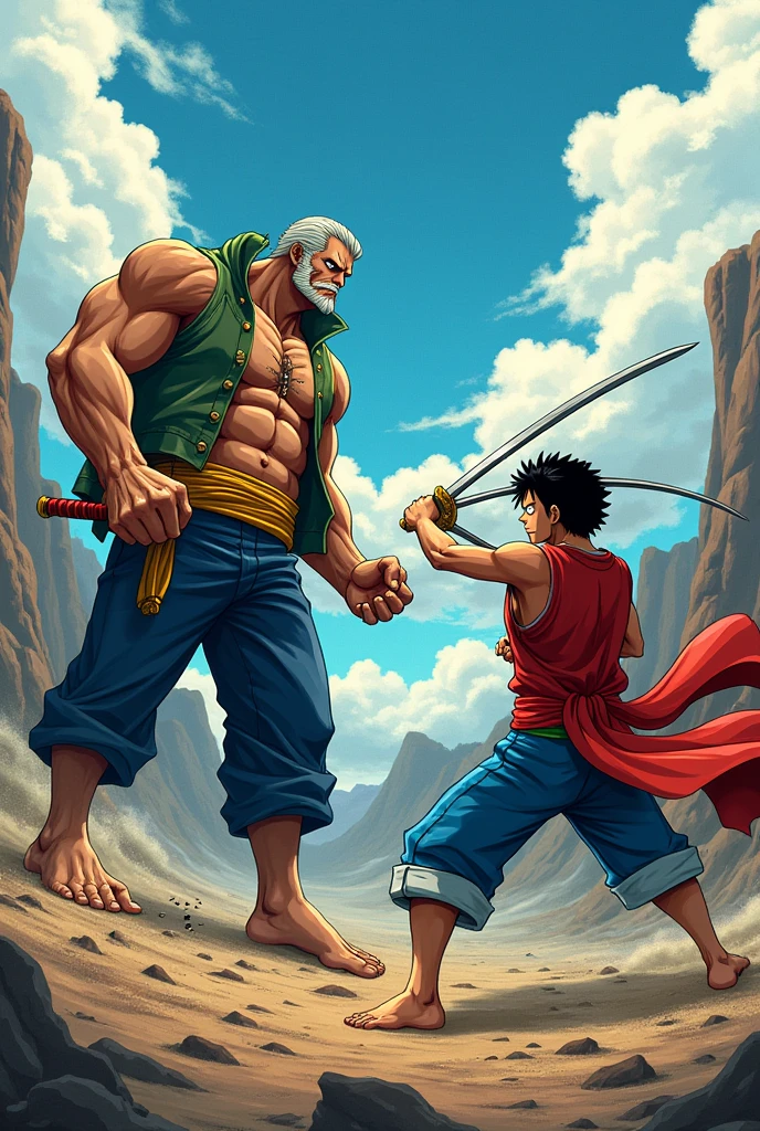 Roger and Garp are having a duel. One Piece Anime