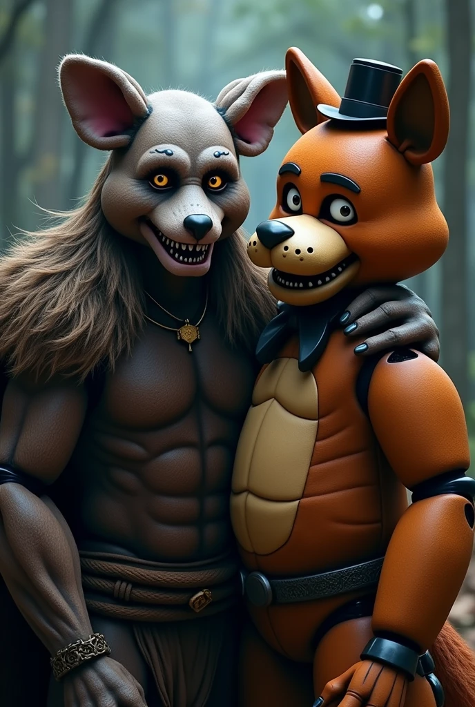 the shaman character from dota 2 with the foxy character from five nights at freddy's