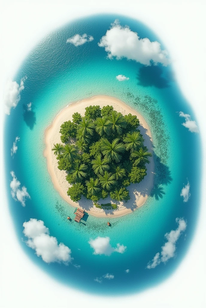 A logo in which at least 10 small tropical islands form a spiral, and that each island be a person made island. 
