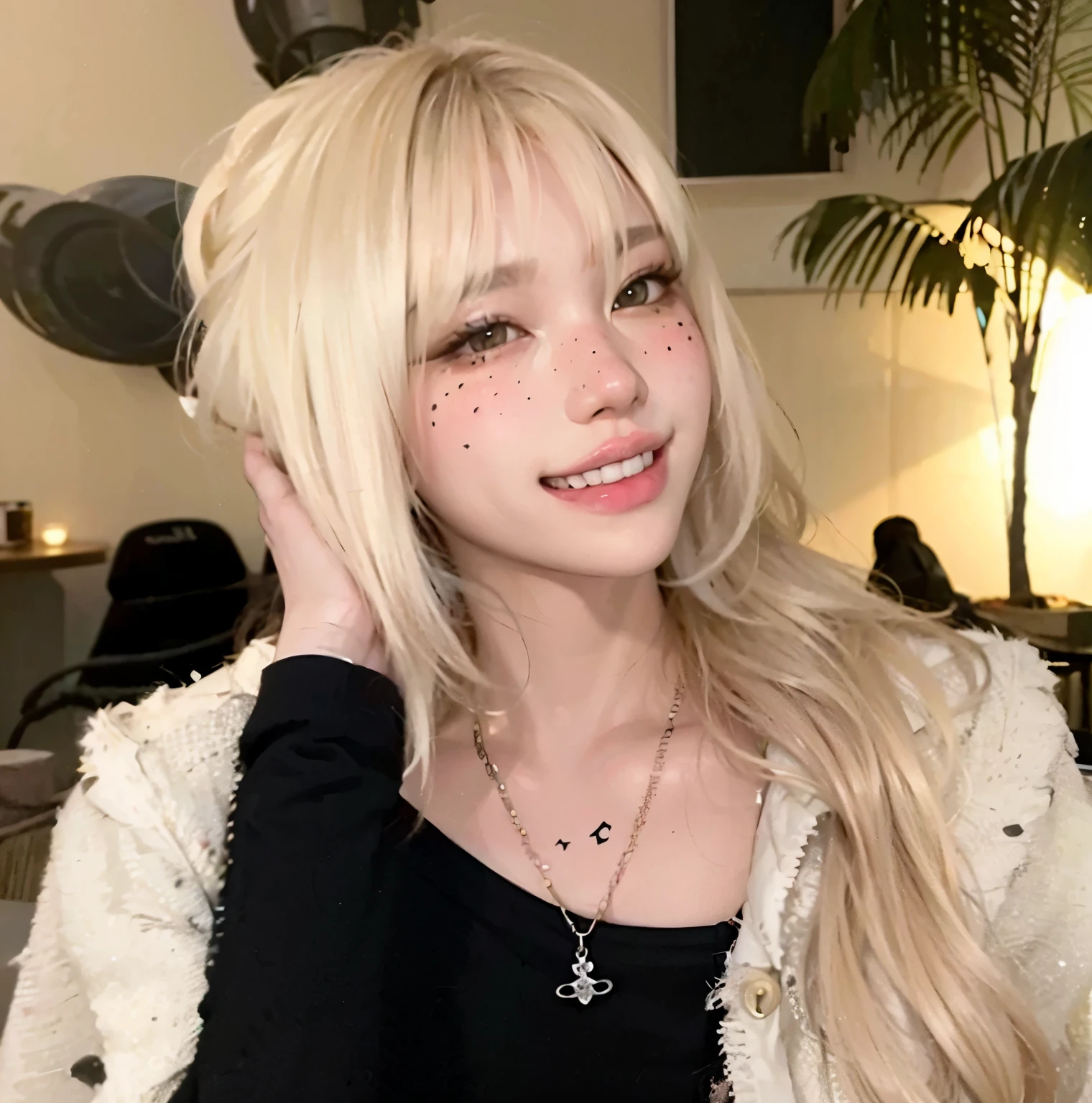 Hannah kae elfo viking, portraite, look at me, corou, freckled, cute, embarrased, golden hair, fully photorealistic tattoo, work of art, ultra detaild, portraite, high détail