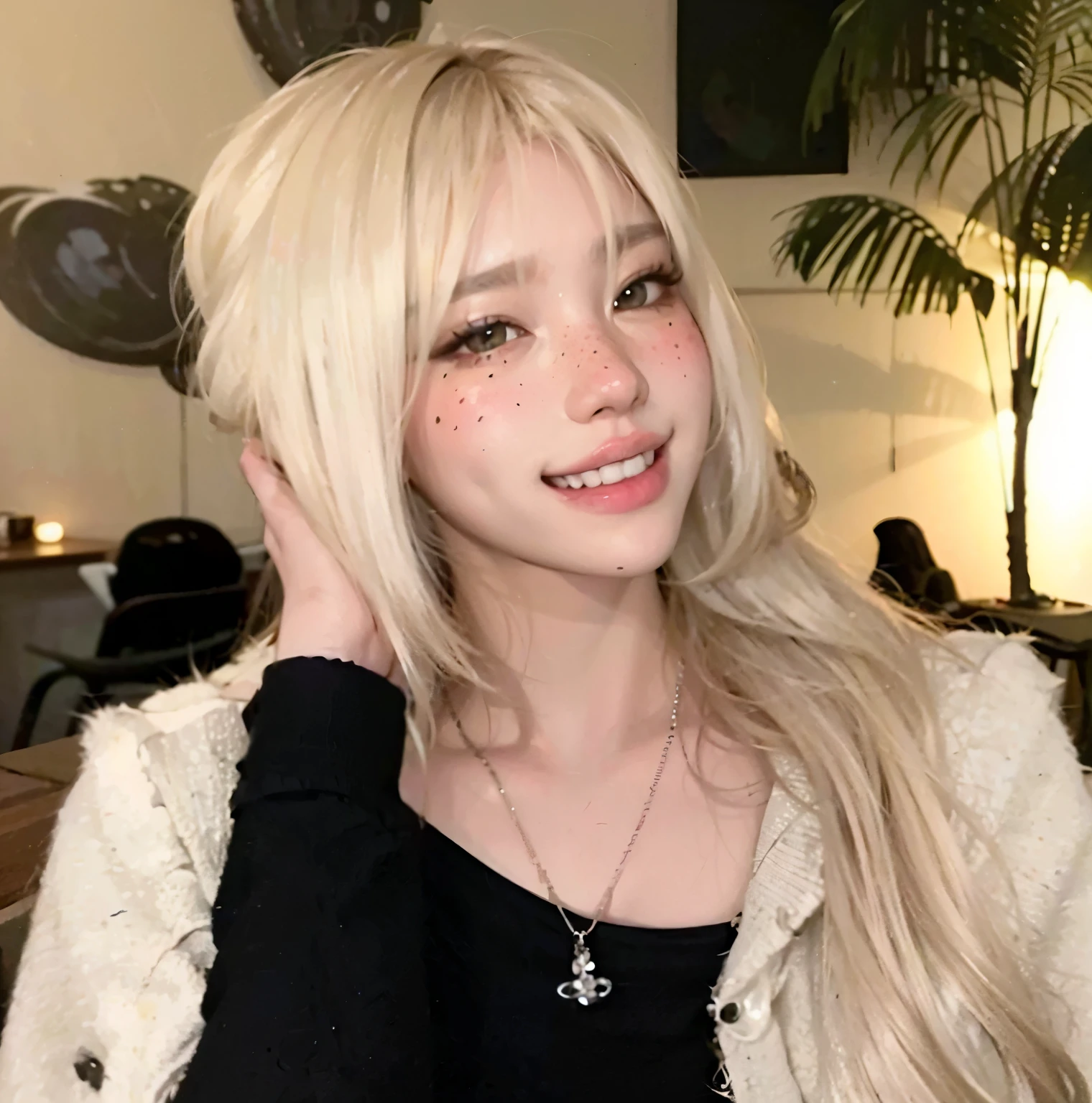 Hannah kae elfo viking, portraite, look at me, corou, freckled, cute, embarrased, golden hair, fully photorealistic tattoo, work of art, ultra detaild, portraite, high détail