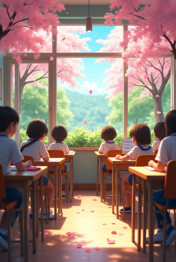 Spring Classroom Warm Cherry Blossoms Fresh Greenery