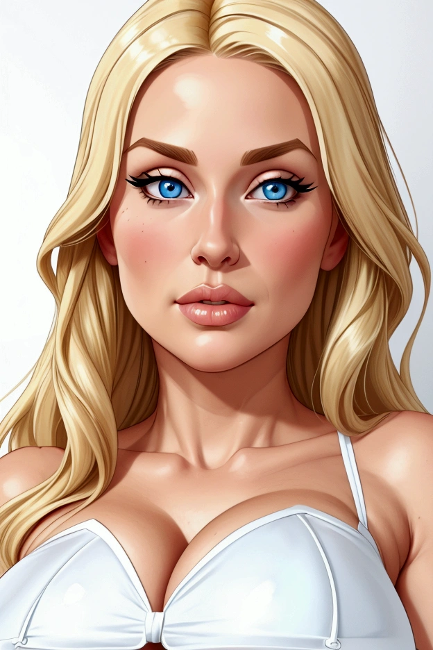 ((BLONDE)), ((BIGGER BREASTED)), (Pretty face), (structured jaw line), (Beautiful Woman), White, woman, blue eyes, her name is Sue, wanting me, cute nose, plump lips, age 35, fuller breasts, bigger breasted, bustier, career-driven woman
