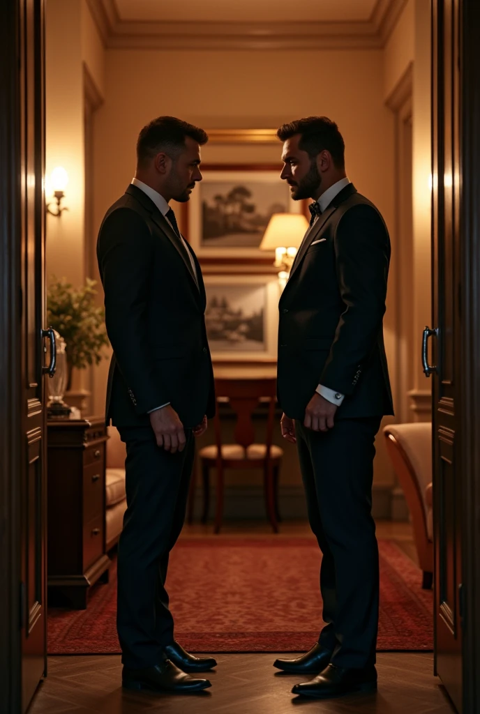 Two men planning a robbery in a luxurious house