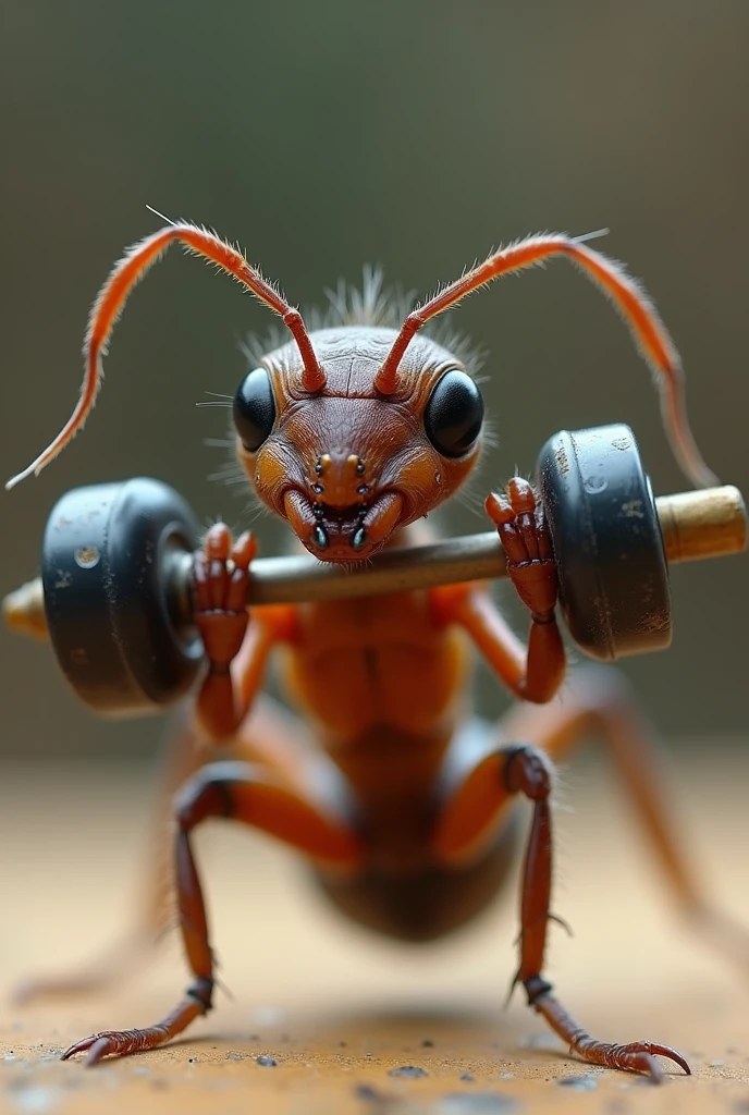 An ant lifting weights
