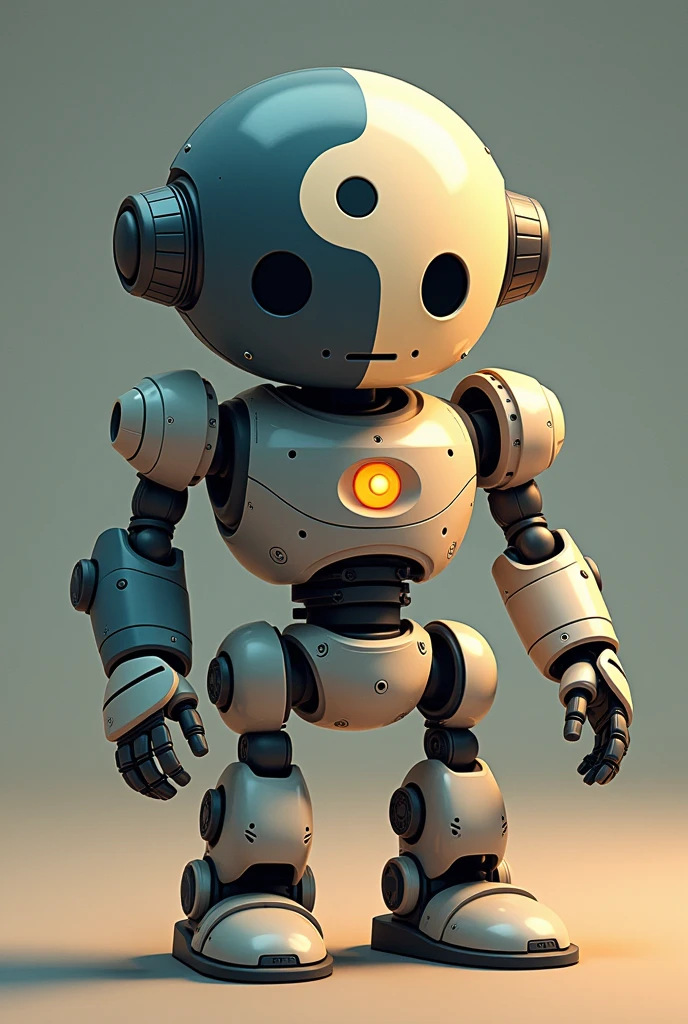 create a yin yang image with robot body in cartoon


